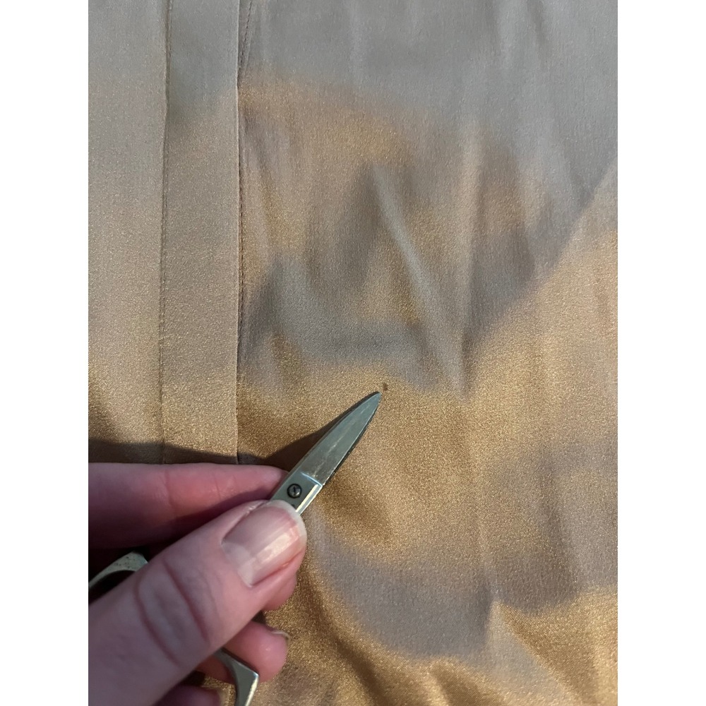 Eileen Fisher Silk Blend Hidden Button Front Blouse Champagne Tan S/P F18SM - Picture 5 of 11